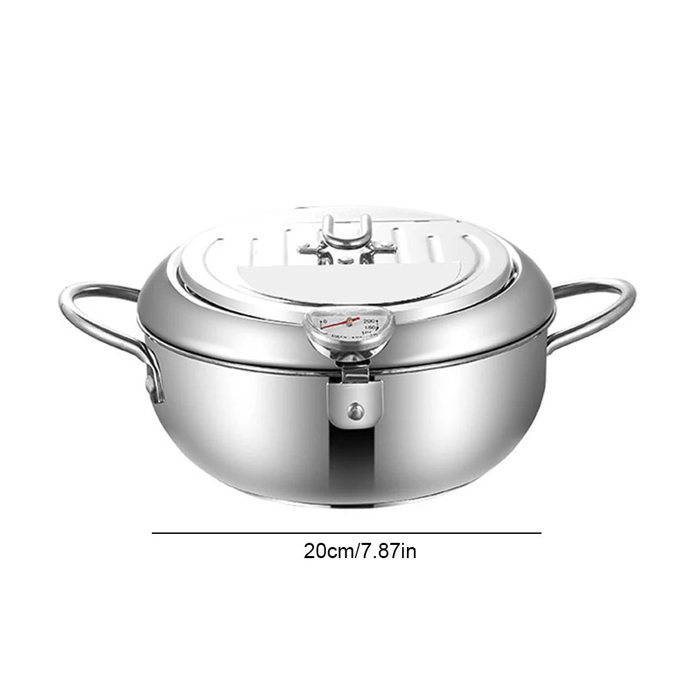 Japanese Style Deep Frying Pot with Thermometer Lid bibtic