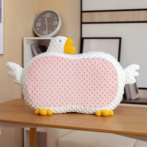 Goose Cartoon Throw Pillow with Cat Belly Cushion
