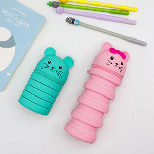 Pink Silicone Telescopic Pencil Case