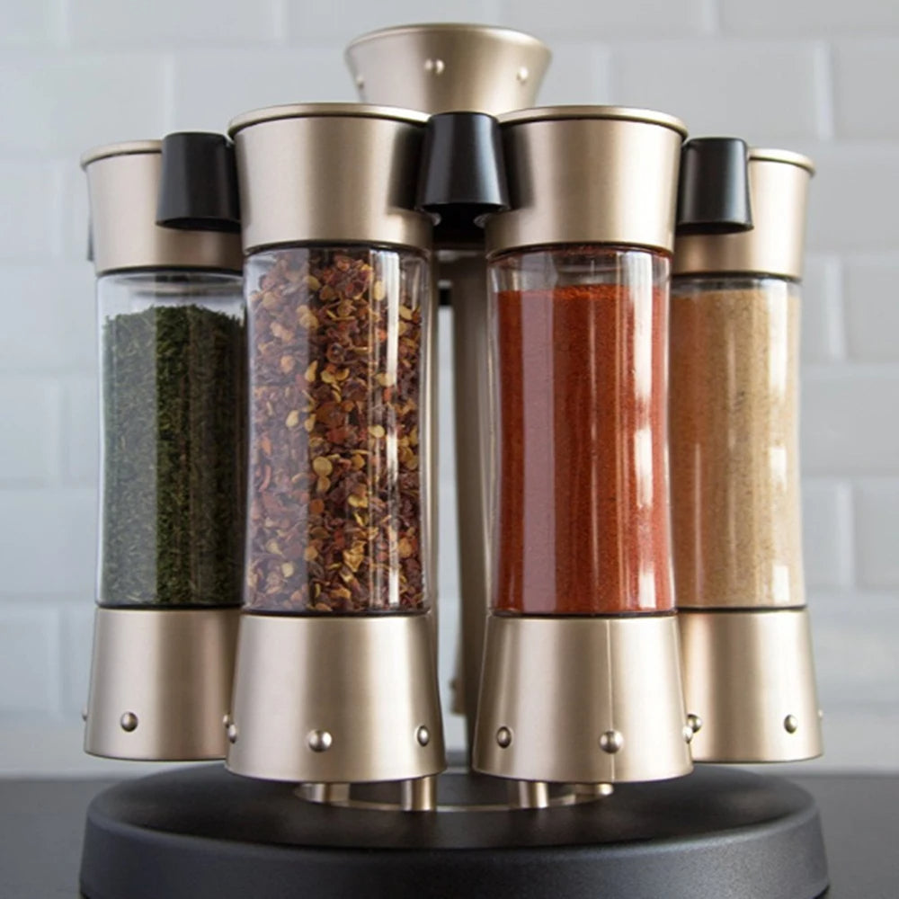 360° Rotating Spice Jar Carousel Set