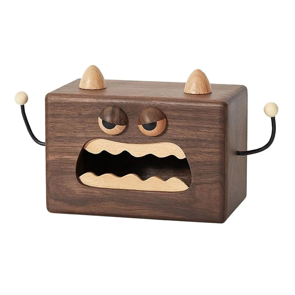 Little Monster Walnut Tissue Box