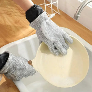 Warm Fleece-Lined Waterproof Dishwashing Gloves