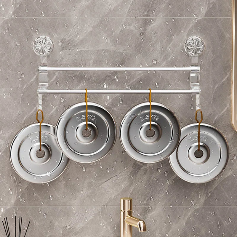 Dual Rod Suction Cup Towel Rack with Hooks