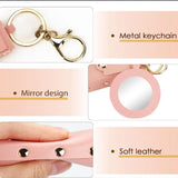 Leather Lipstick Organizer Keychain with Mirror