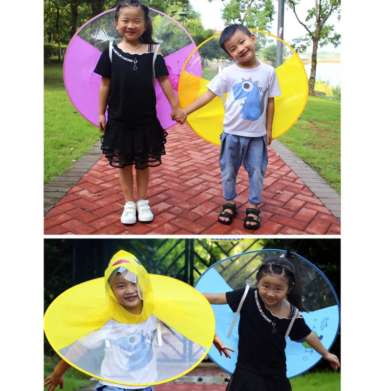 Duck UFO Kids' Raincoat & Umbrella Hat Set