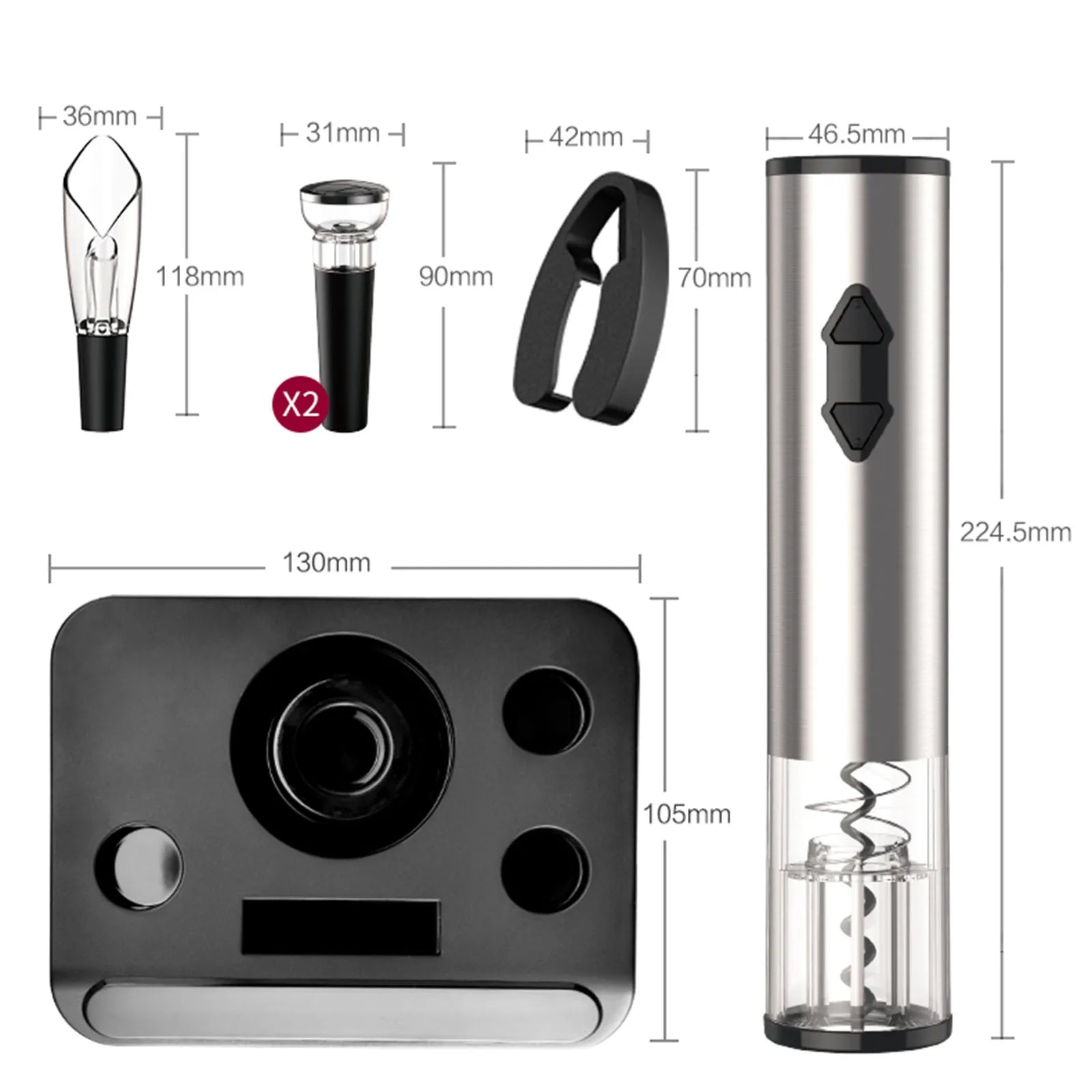 Electric Wine Opener Set with Storage Base