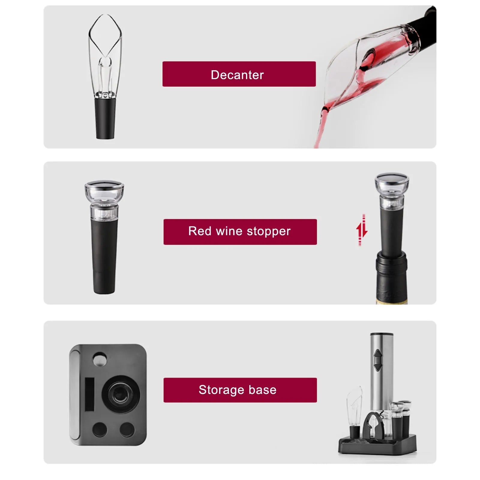 Electric Wine Opener Set with Storage Base