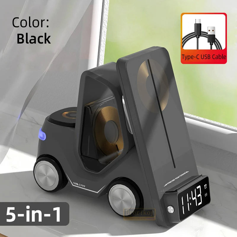 Forklift-Inspired Multi Alarm Clock & Wireless Charger