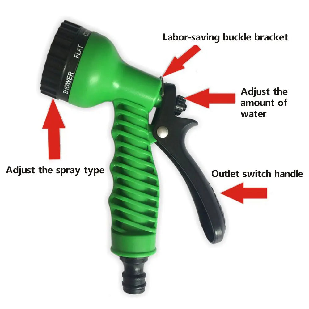 Expandable Garden Hose with 7 Patterns Water Gun