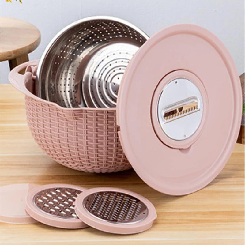 Stainless Steel Vegetable Slicer & Strainer Set