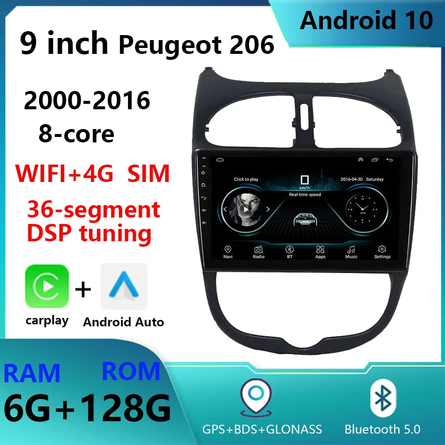 KNOWRO Car Radio for Peugeot 206