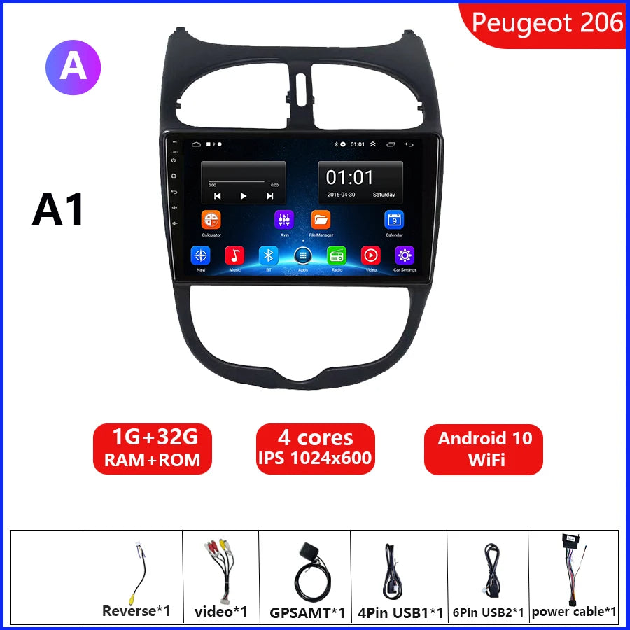 KNOWRO Car Radio for Peugeot 206