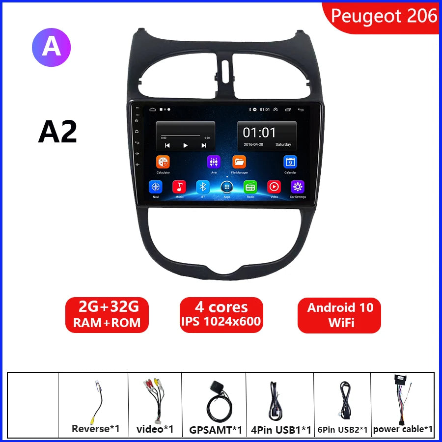 KNOWRO Car Radio for Peugeot 206