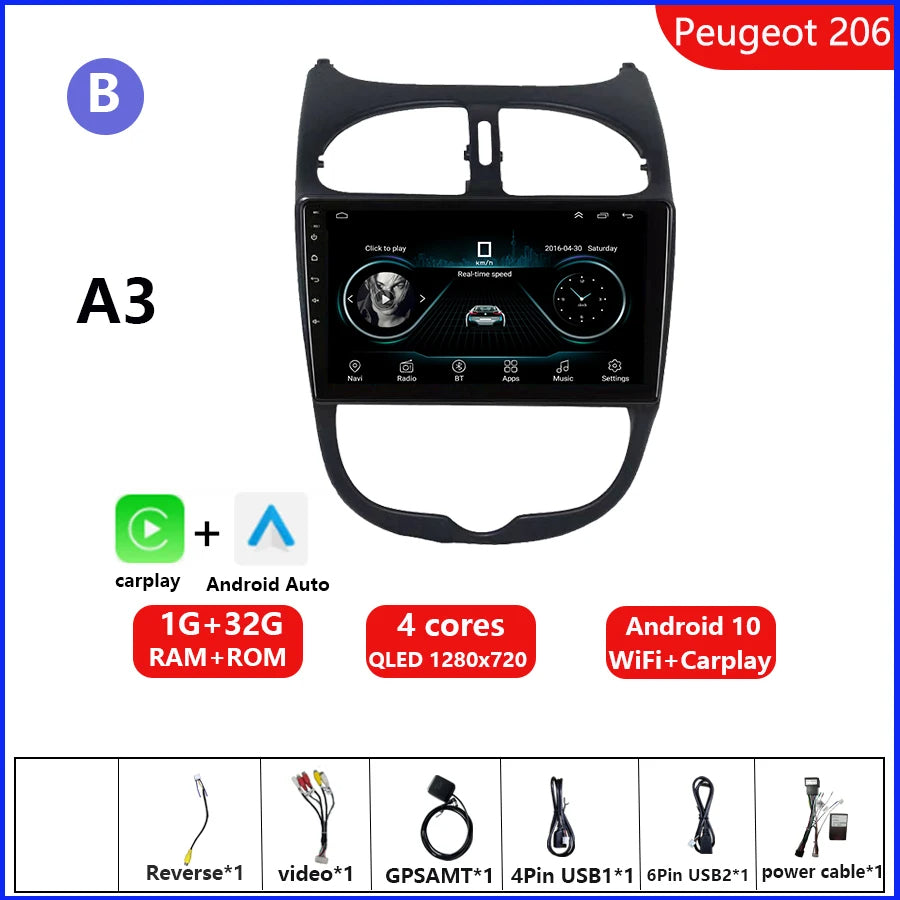 KNOWRO Car Radio for Peugeot 206