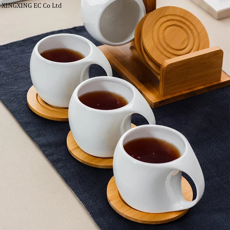 200ml Ceramic Coffee Mug Set with Stand