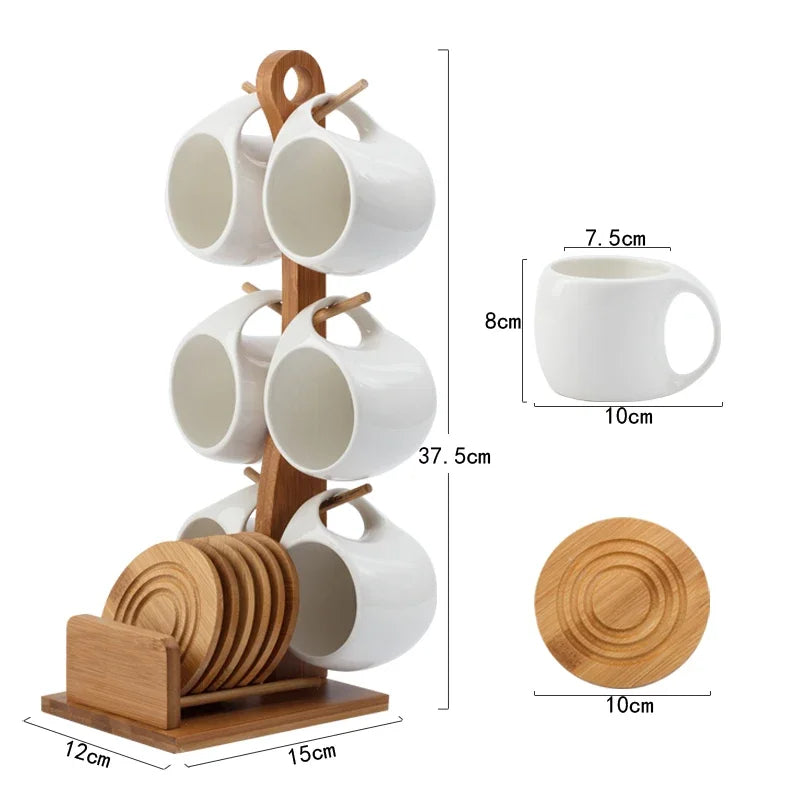 200ml Ceramic Coffee Mug Set with Stand