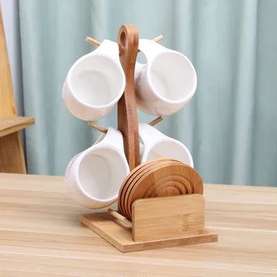 200ml Ceramic Coffee Mug Set with Stand