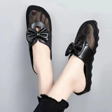 Bow Bliss Leather Mesh Summer Slippers