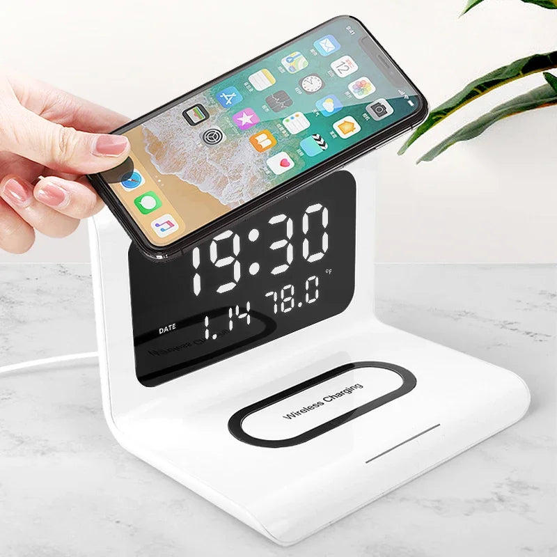10W Qi Fast Wireless Charger with LED Clock