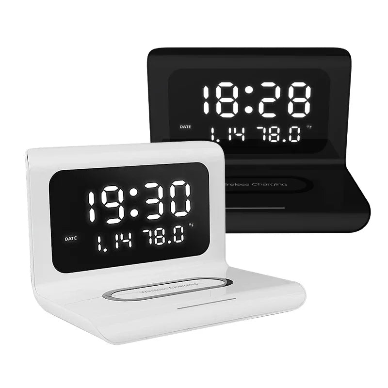 10W Qi Fast Wireless Charger with LED Clock