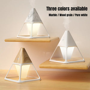 USB Wood Grain Volcano Pyramid Air Humidifier