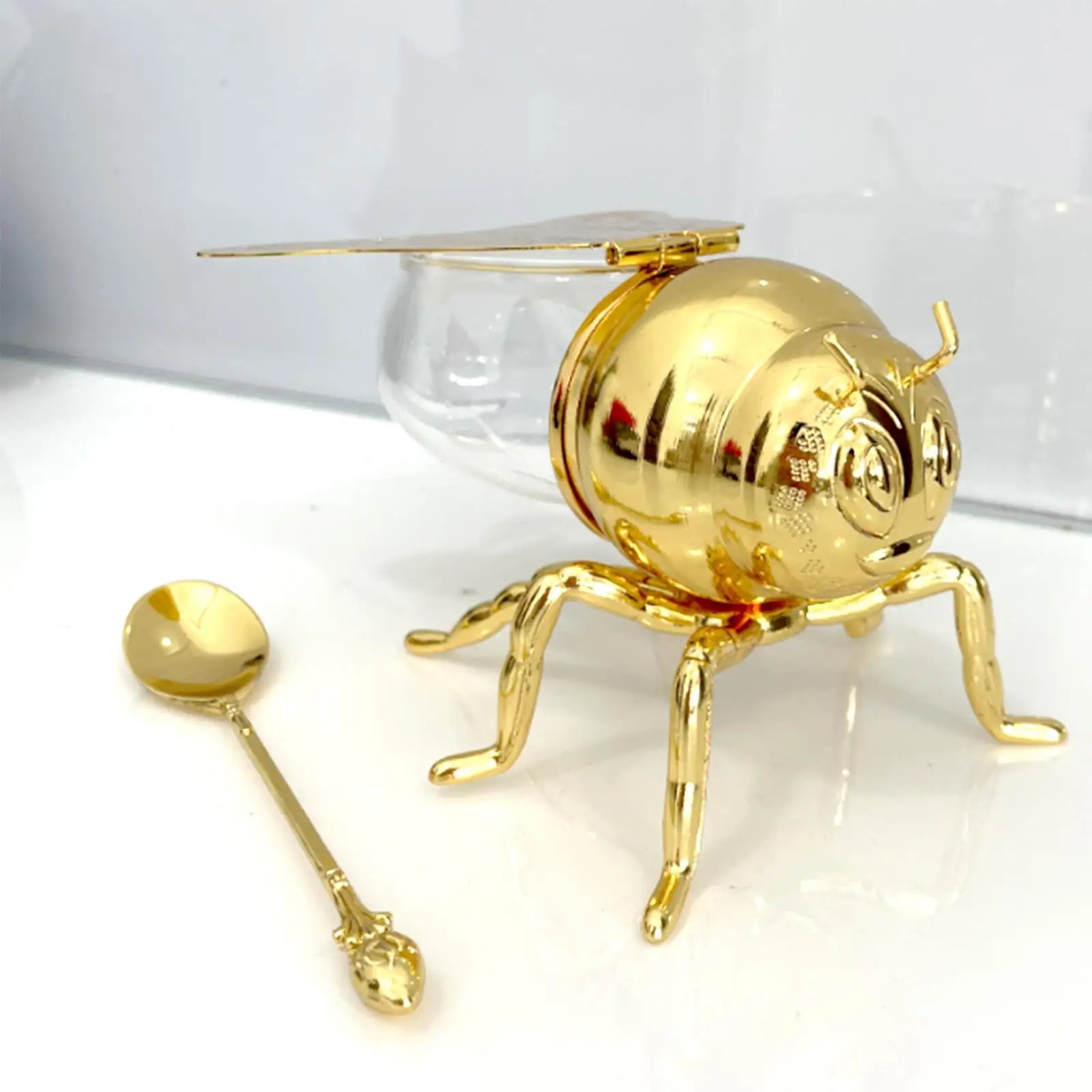 Elegant Bee Shaped Honey Pot with Spoon