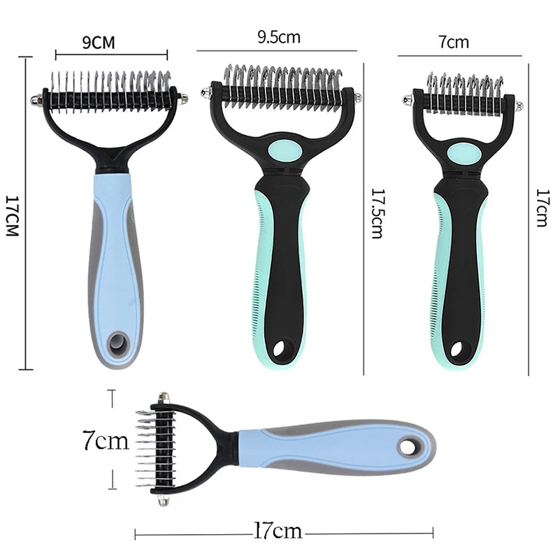 Dual-Head Pet Deshedding Brush for Dogs & Cats