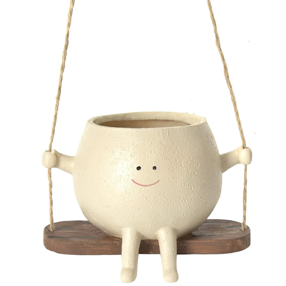 Whimsical Swing Face Planter Pot