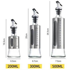 Glass Oil Bottle with Stainless Steel Dispenser - 200/300/500ml