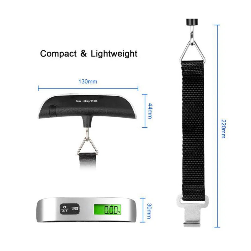 Portable Digital Luggage Scale - 110lb/50kg Capacity