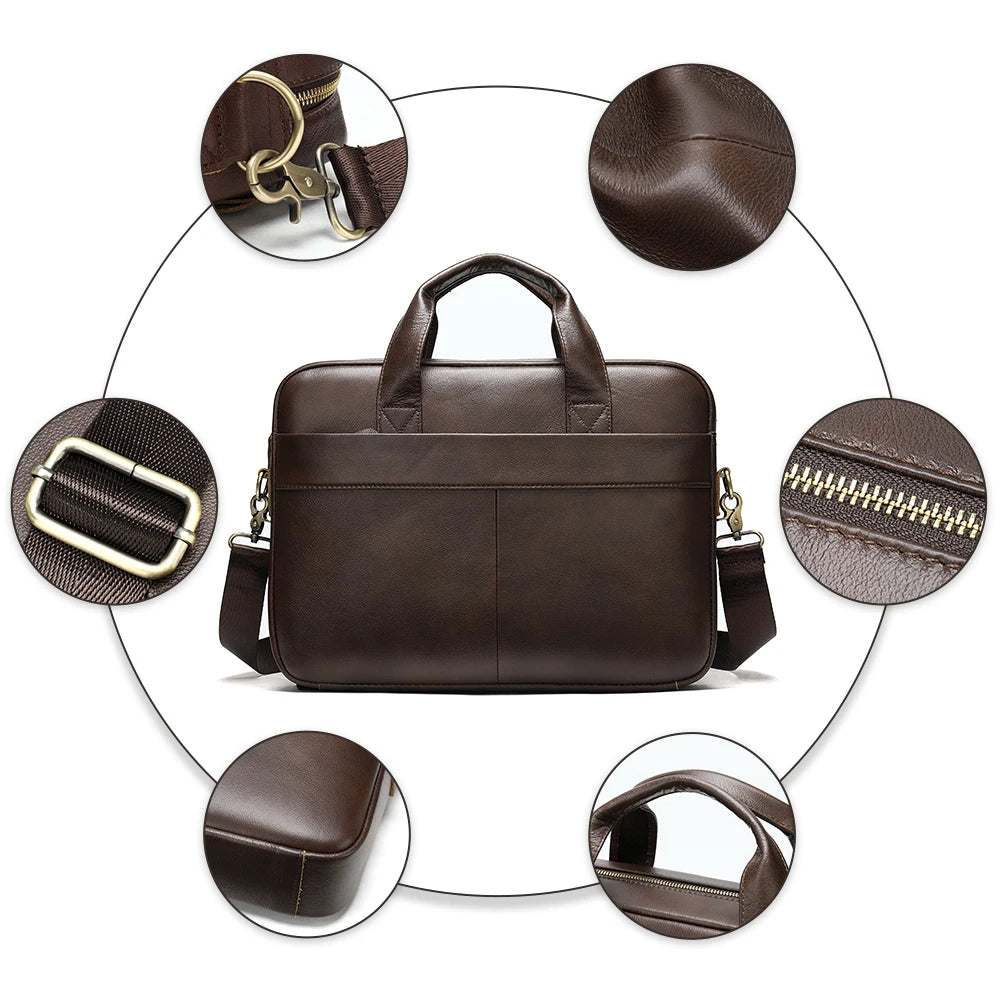 WESTAL Men's Leather Briefcase for Laptop & Documents