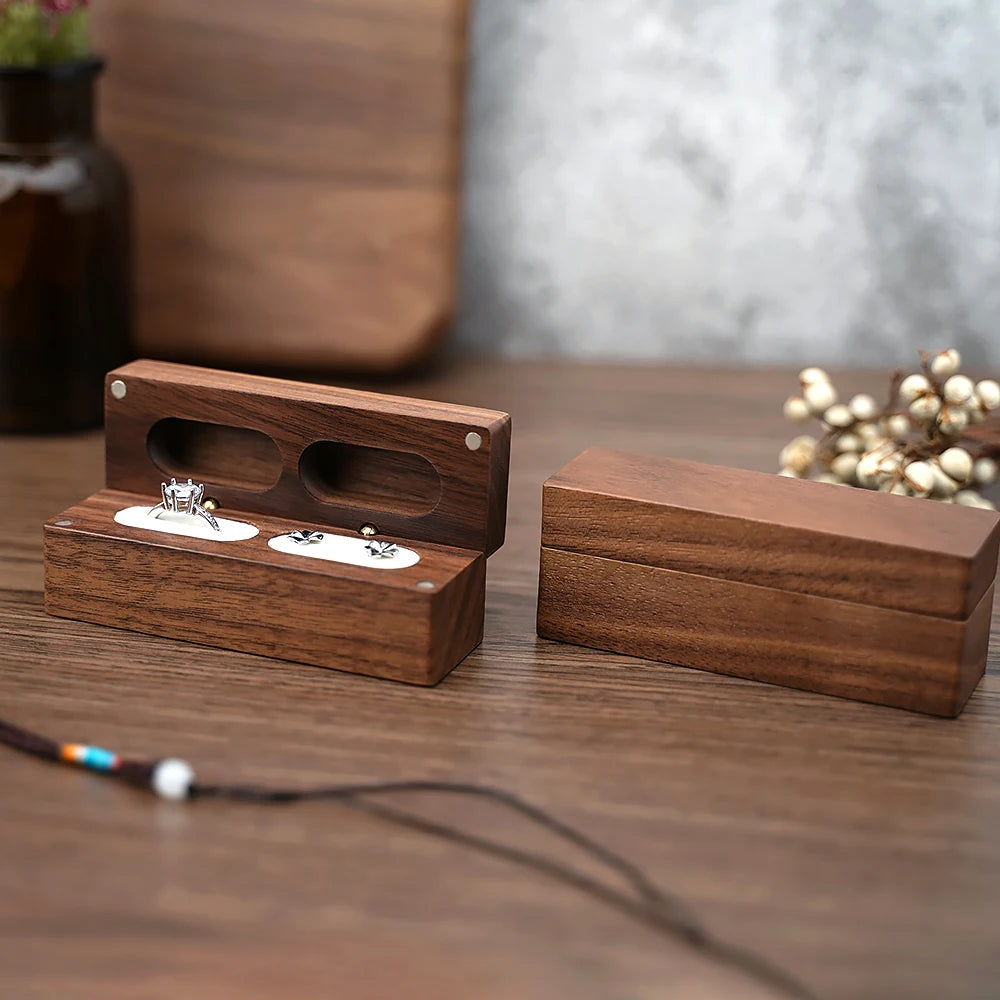 Walnut Wooden Jewelry Box with Pendant & Earring Display