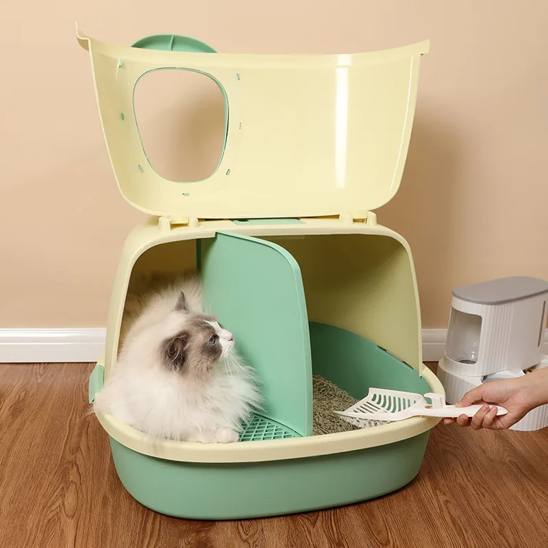 Extra-Large Enclosed Cat Litter Box with Deodorizing Cloister