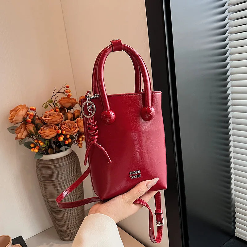 Red Mini PU Leather Crossbody Bag