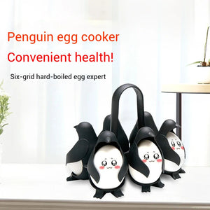 Penguin-Shaped Egg Tray, 6-Hole Nylon Cooker