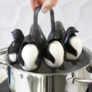 Penguin-Shaped Egg Tray, 6-Hole Nylon Cooker