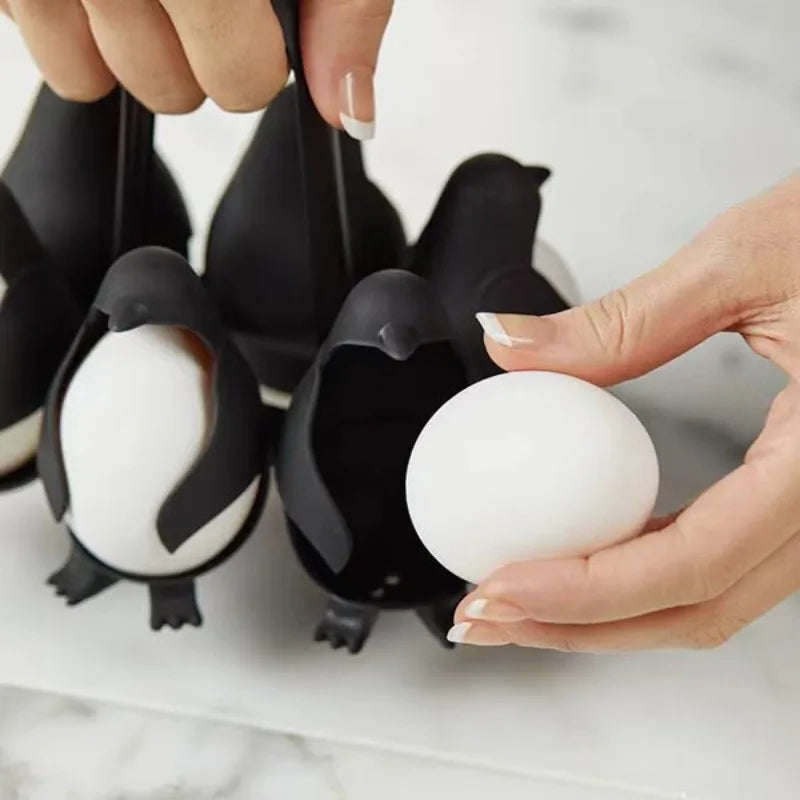 Penguin-Shaped Egg Tray, 6-Hole Nylon Cooker