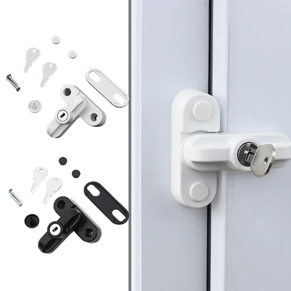 Aluminum Alloy Sash Lock with Key - Window Security Jammer for UPVC Doors