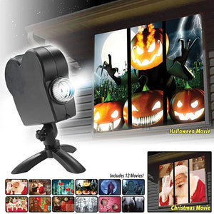 Holiday Window Projector Lamp with 12 Cartoon Movies