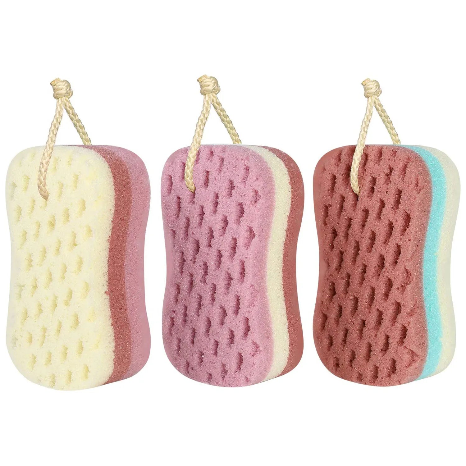 3-Piece Colorful Bath Sponge Set