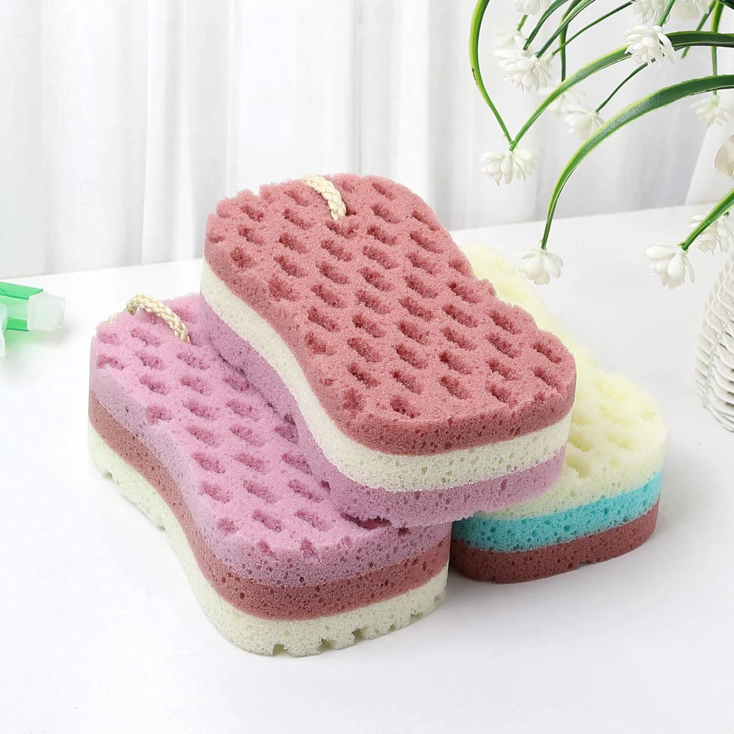 3-Piece Colorful Bath Sponge Set