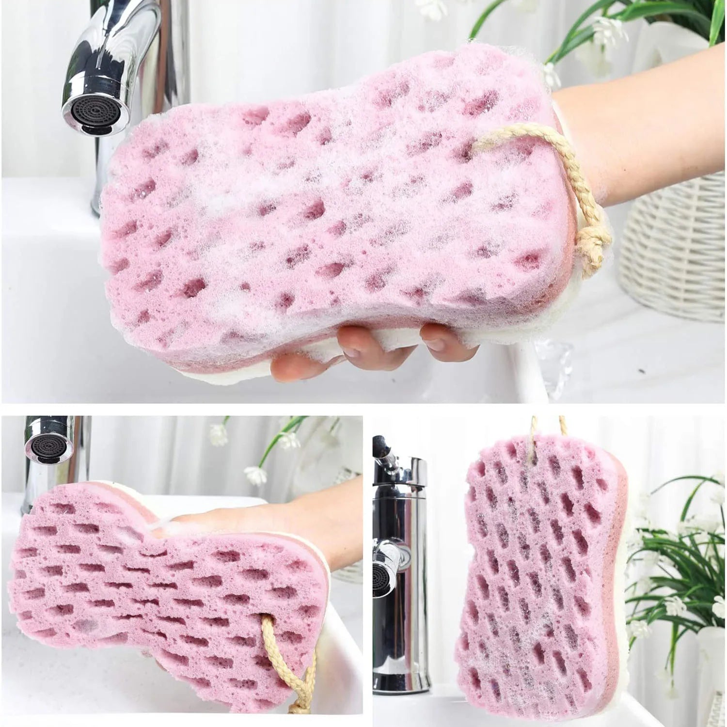 3-Piece Colorful Bath Sponge Set