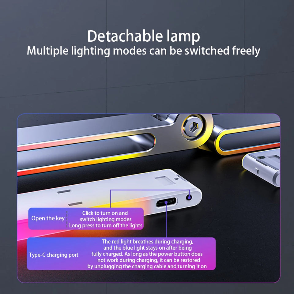 Adjustable Aluminum Tablet Stand with LED Light