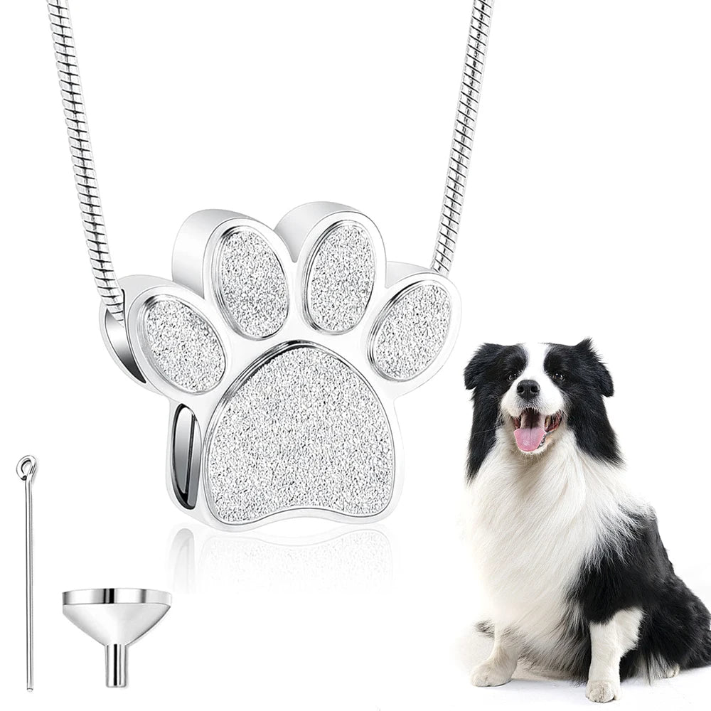 Paw Print Urn Necklace for Pet Ashes