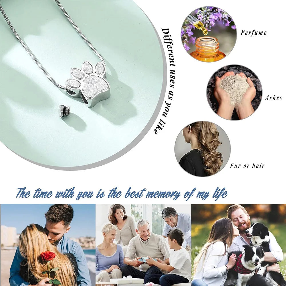 Paw Print Urn Necklace for Pet Ashes