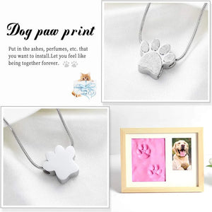 Paw Print Urn Necklace for Pet Ashes