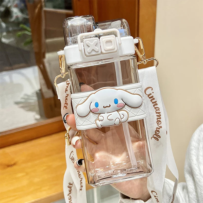 Sanrio Kawaii Anime Water Bottles: 520ml Double Drink Cup
