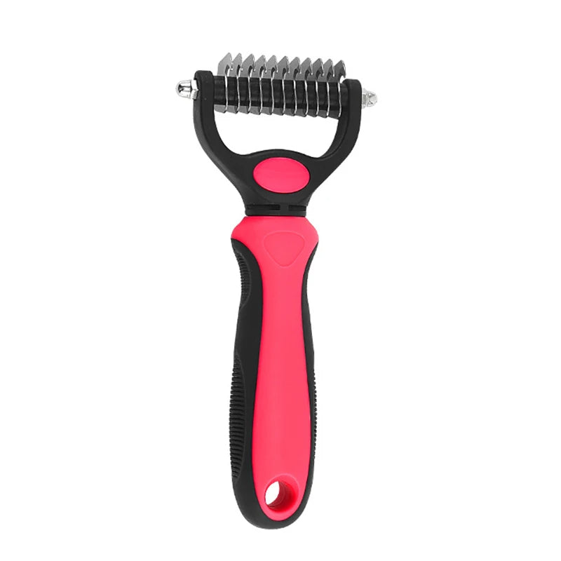 Dual-Head Pet Deshedding Brush for Dogs & Cats