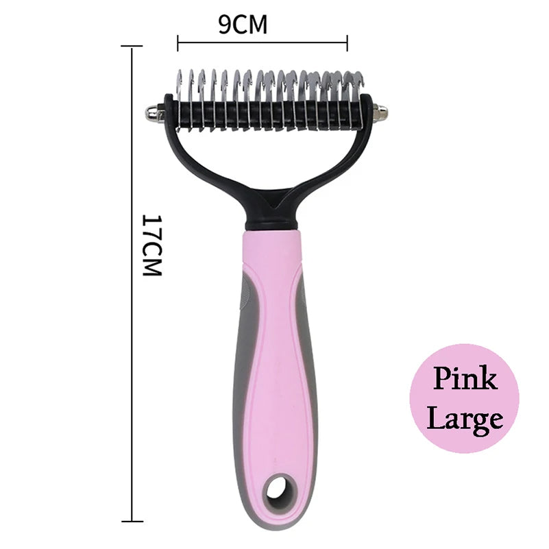 Dual-Head Pet Deshedding Brush for Dogs & Cats