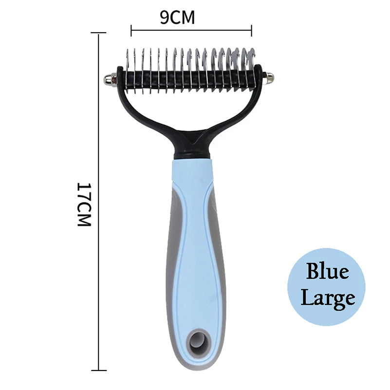 Dual-Head Pet Deshedding Brush for Dogs & Cats